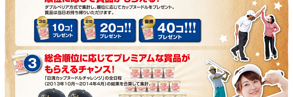 1.�@����Ȃ��J�b�v�k�[�h�������炦��I�@2.�@�O��9�z�[���̃n�[�t�R���y�u�����J�b�v�k�[�h���`�������W�v�ɖ����Q���ł��āA���ʂɉ����ďܕi�����炦��I�@3.�@�������ʂɉ����ăv���~�A���ȏܕi�����炦��`�����X�I