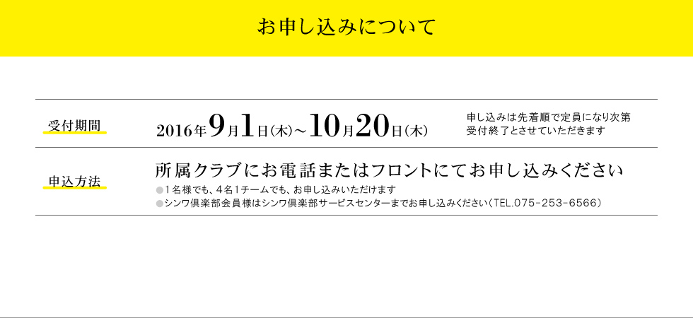 お申し込みについて